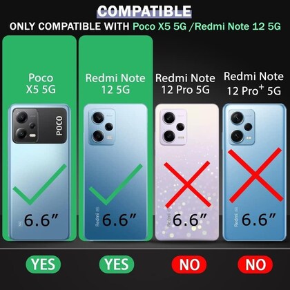 Shockproof Back Cover for Poco x5 5g (Transparent Black Border) I Back Cover for Redmi Note 12 5G Image 2