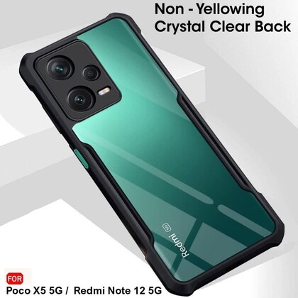Shockproof Back Cover for Poco x5 5g (Transparent Black Border) I Back Cover for Redmi Note 12 5G Image 3