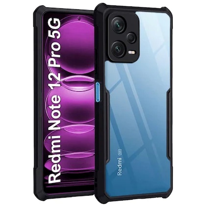 Shockproof Back Cover for Redmi Note 12 Pro 5G (Transparent Black Border) - Buy Online at Indezaar