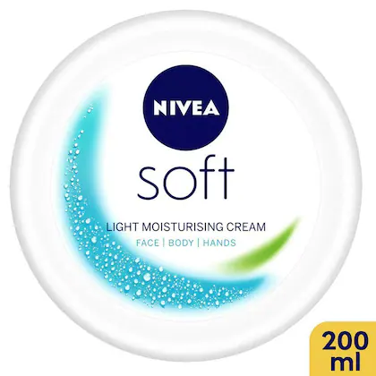 Nivea Soft Light Moisturiser Cream with Vitamin E & Jojoba Oil for Face, Hands & Body 200 ml - Buy Online at Indezaar