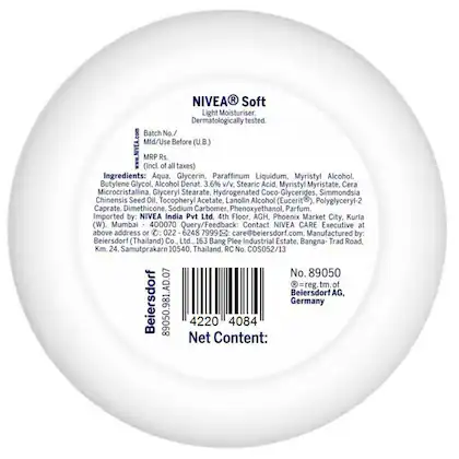 Nivea Soft Light Moisturiser Cream with Vitamin E & Jojoba Oil for Face, Hands & Body 200 ml Image 2