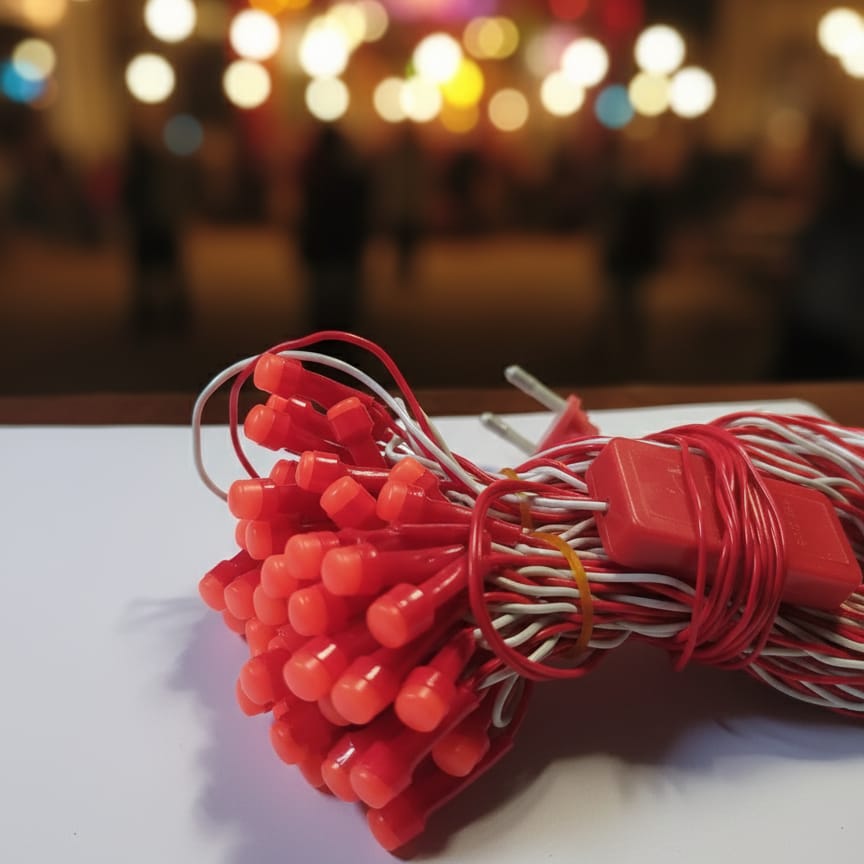 Red LED Rice (Tuni) Lamp – 40 LEDs | 35 Ft Long Decorative String Light for Home, Festival & Outdoor Decor - Buy Online at Indezaar
