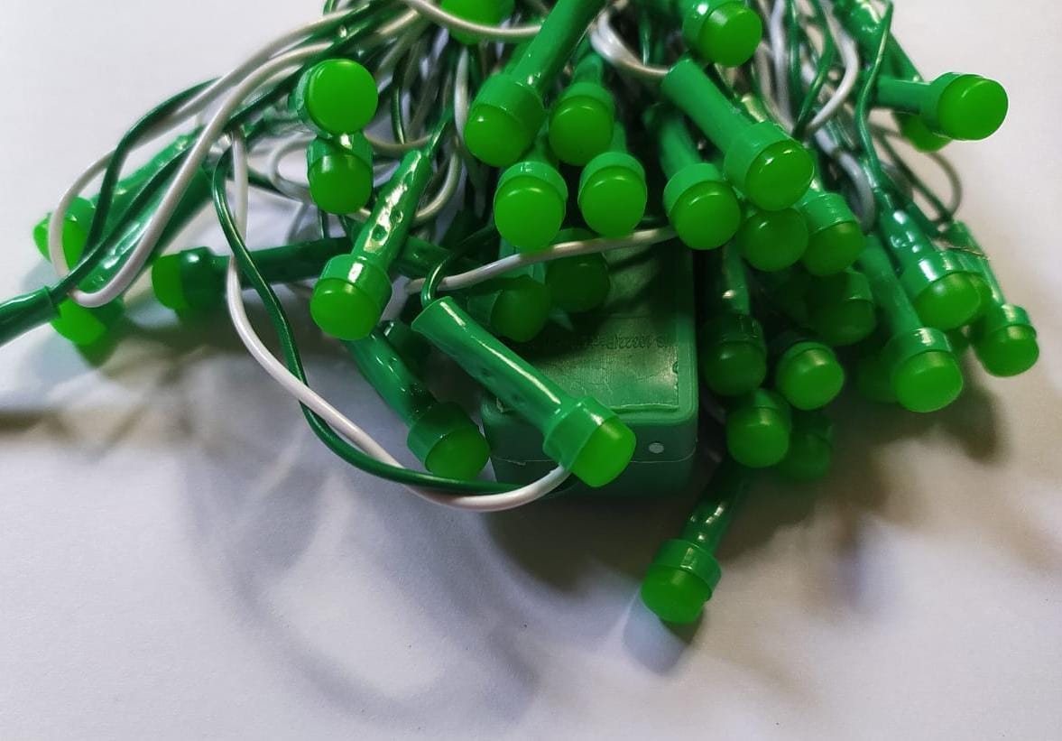 Green LED Rice (Tuni) Lamp – 40 LEDs | 35 Ft Long Decorative String Light for Home, Festival & Outdoor Décor - Buy Online at Indezaar