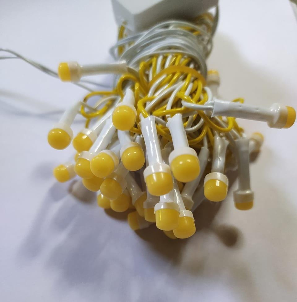 Yellow LED Rice (Tuni) Lamp – 40 LEDs | 35 Ft Long Decorative String Light for Home, Festival & Outdoor Décor - Buy Online at Indezaar