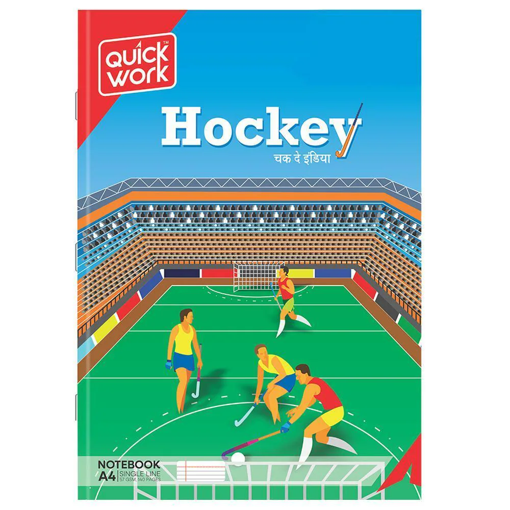 Quickwork A4 Binded Single Line Notebook – 140 Pages (Pack of 5) Image 3
