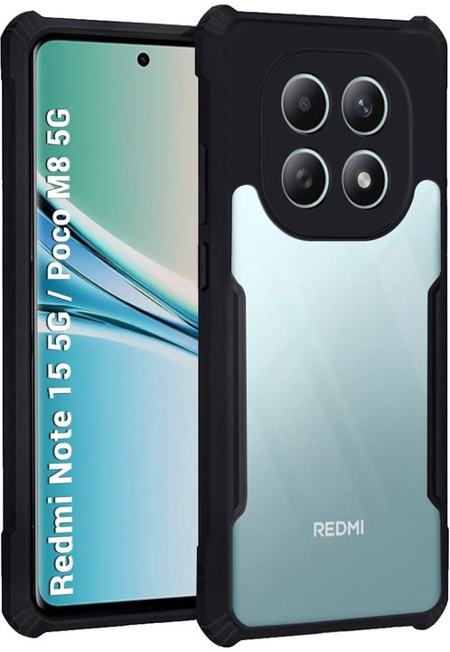 Back Cover for Redmi Note 15 5G / Poco M8 5G – Black Fiber Grip Case (Shockproof & Slim) - Buy Online at Indezaar